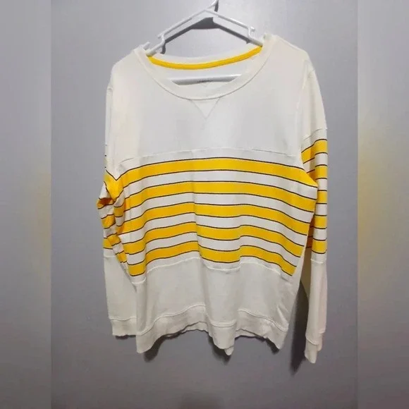 St. Johns Bay womens classic long sleeve shirt white w/blue yellow … - Picture 1 of 5